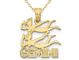 10K Yellow Gold GEMINI Charm Zodiac Astrology Pendant Necklace with Chain